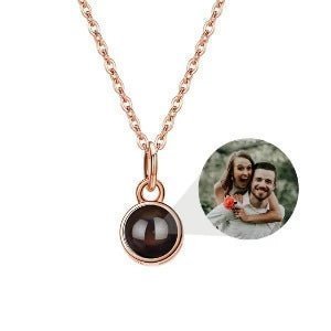 Photo Projection 925 Circle Pendant Necklace,Photo Necklaces