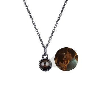Photo Projection 925 Circle Pendant Necklace,Photo Necklaces