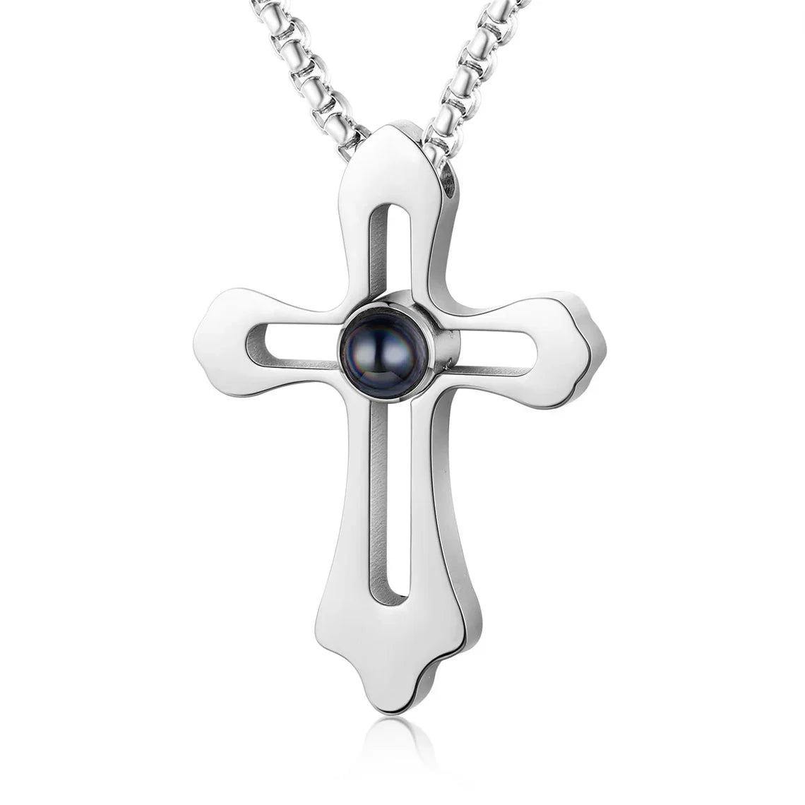 Photo Projection Cross Necklace Male - Necklace Personalisr Au