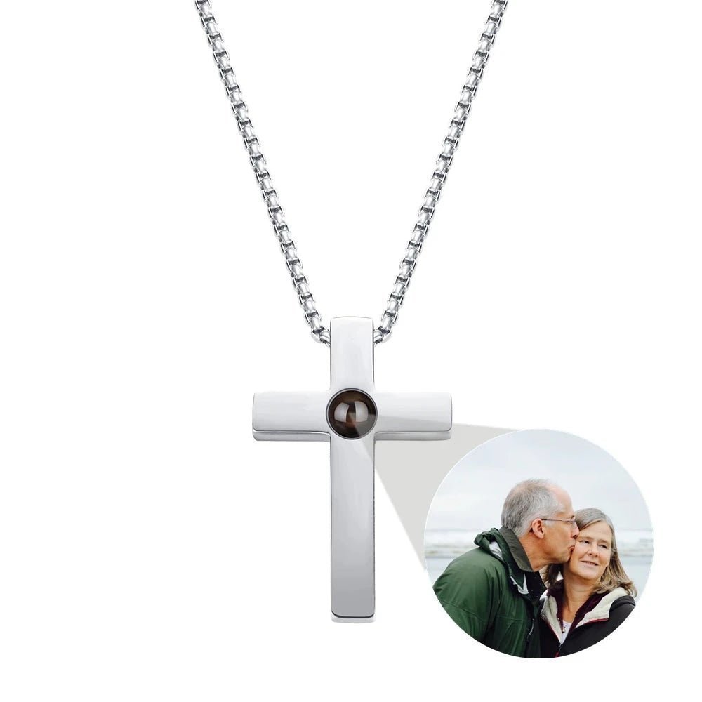 Photo Projection Mens Cross Necklace - ,Photo Necklaces Personalisr Au