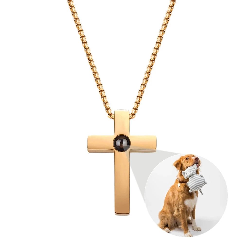 Photo Projection Mens Cross Necklace - ,Photo Necklaces Personalisr Au