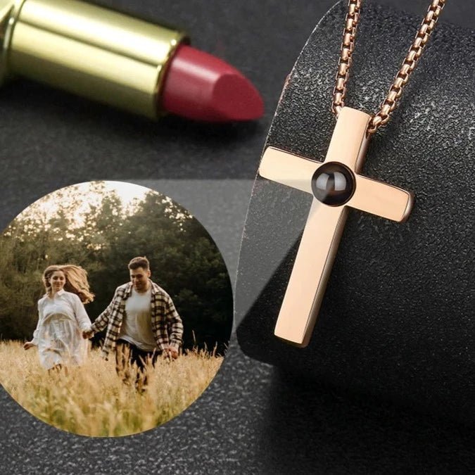 Photo Projection Mens Cross Necklace - ,Photo Necklaces Personalisr Au
