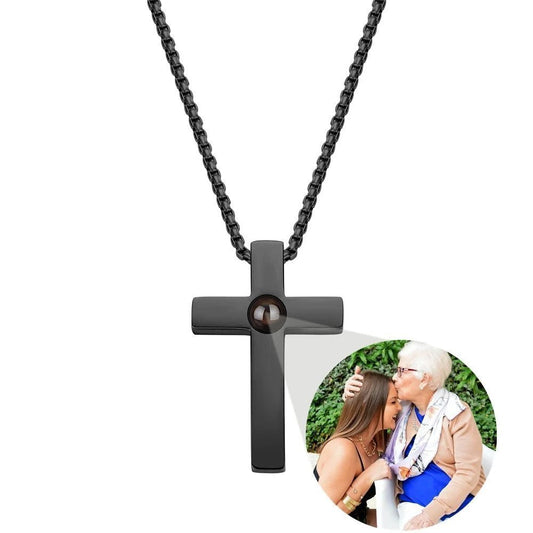 Photo Projection Mens Cross Necklace - ,Photo Necklaces Personalisr Au