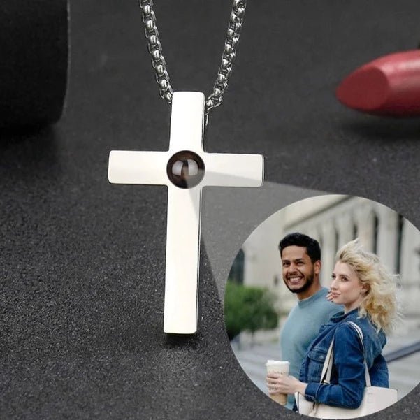 Photo Projection Mens Cross Necklace - ,Photo Necklaces Personalisr Au