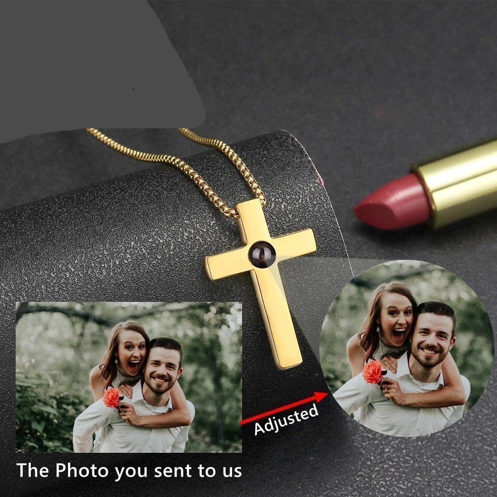 Photo Projection Mens Cross Necklace - ,Photo Necklaces Personalisr Au