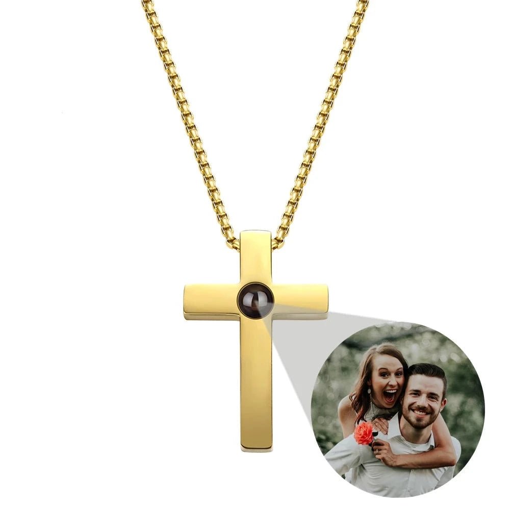 Photo Projection Mens Cross Necklace - ,Photo Necklaces Personalisr Au