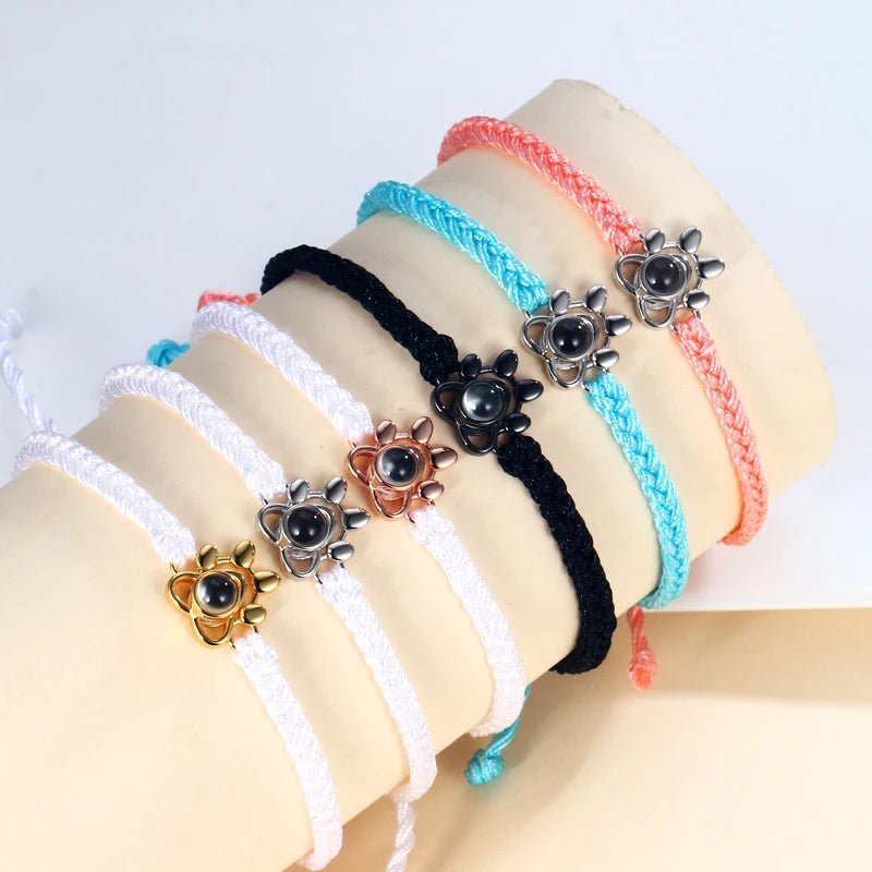 Photo Projection Paw Print Rope Bracelet - photo bracelets Personalisr Au