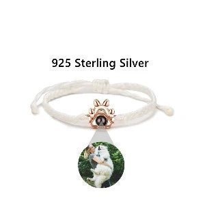 Photo Projection Paw Print Rope Bracelet - photo bracelets Personalisr Au