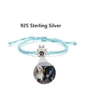 Photo Projection Paw Print Rope Bracelet - photo bracelets Personalisr Au