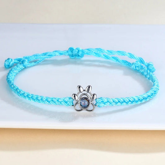 Photo Projection Paw Print Rope Bracelet - photo bracelets Personalisr Au