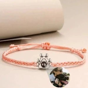 Photo Projection Paw Print Rope Bracelet pink silver bracelets