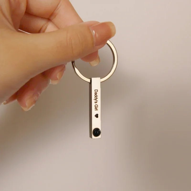 silver bar photo keychain