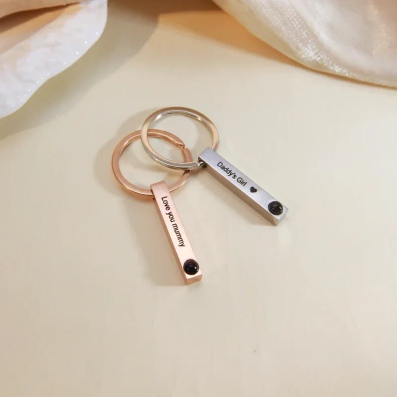 gold and silver bar photo keychains