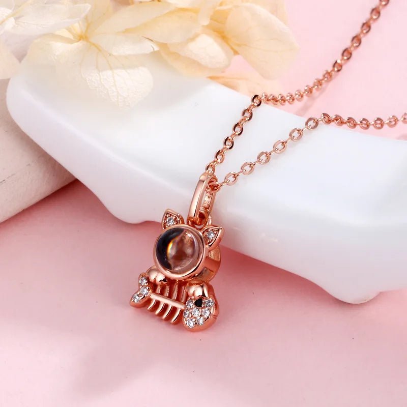 Purrfect Photo Projection Cat Photo Necklace - ,Photo Necklaces Personalisr Au
