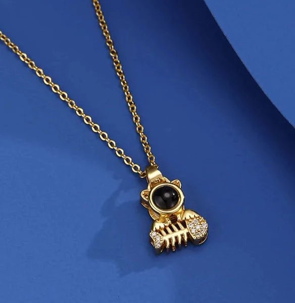 Purrfect Photo Projection Cat Photo Necklace,Photo Necklaces