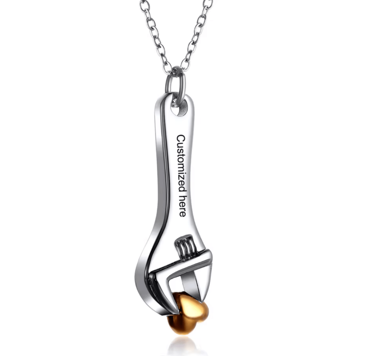 Spanner Wrench Urn Pendant – Engraved Cremation Jewellerypendant