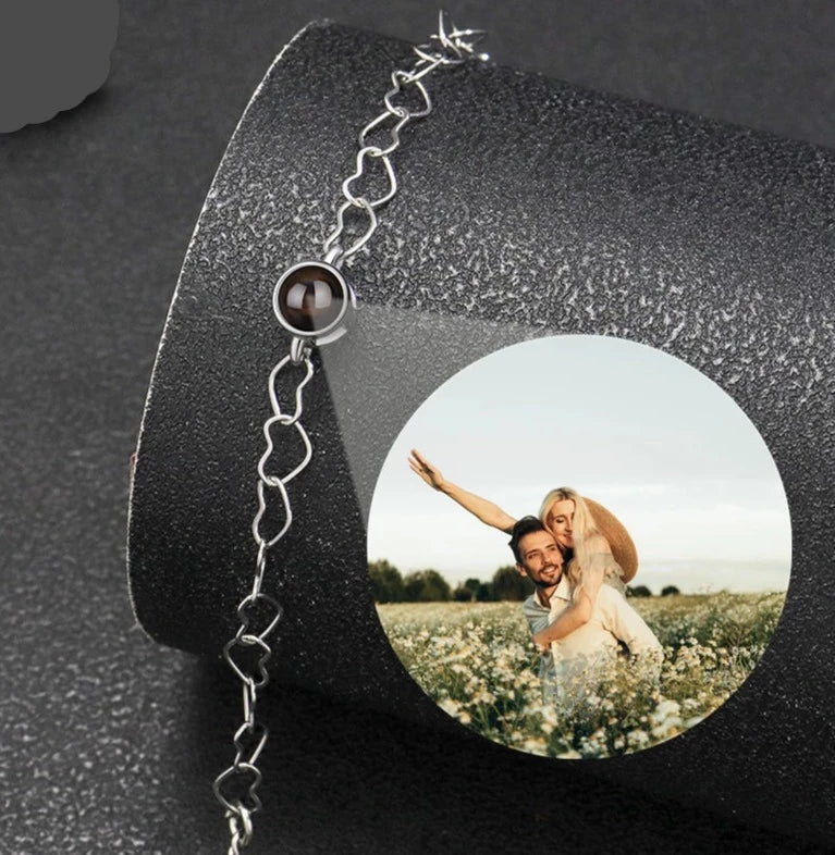 Sterling Silver Heart Chain Photo Projection Bracelet2022 - 09,Photo Bracelets