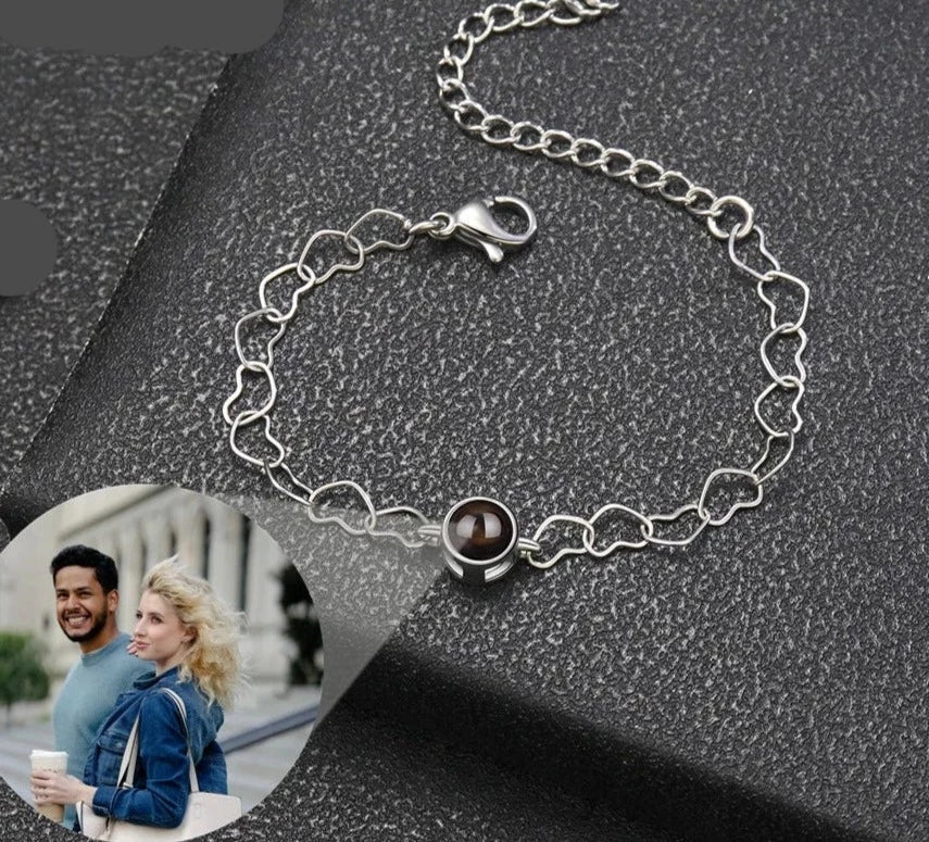 Sterling Silver Heart Chain Photo Projection Bracelet2022 - 09,Photo Bracelets