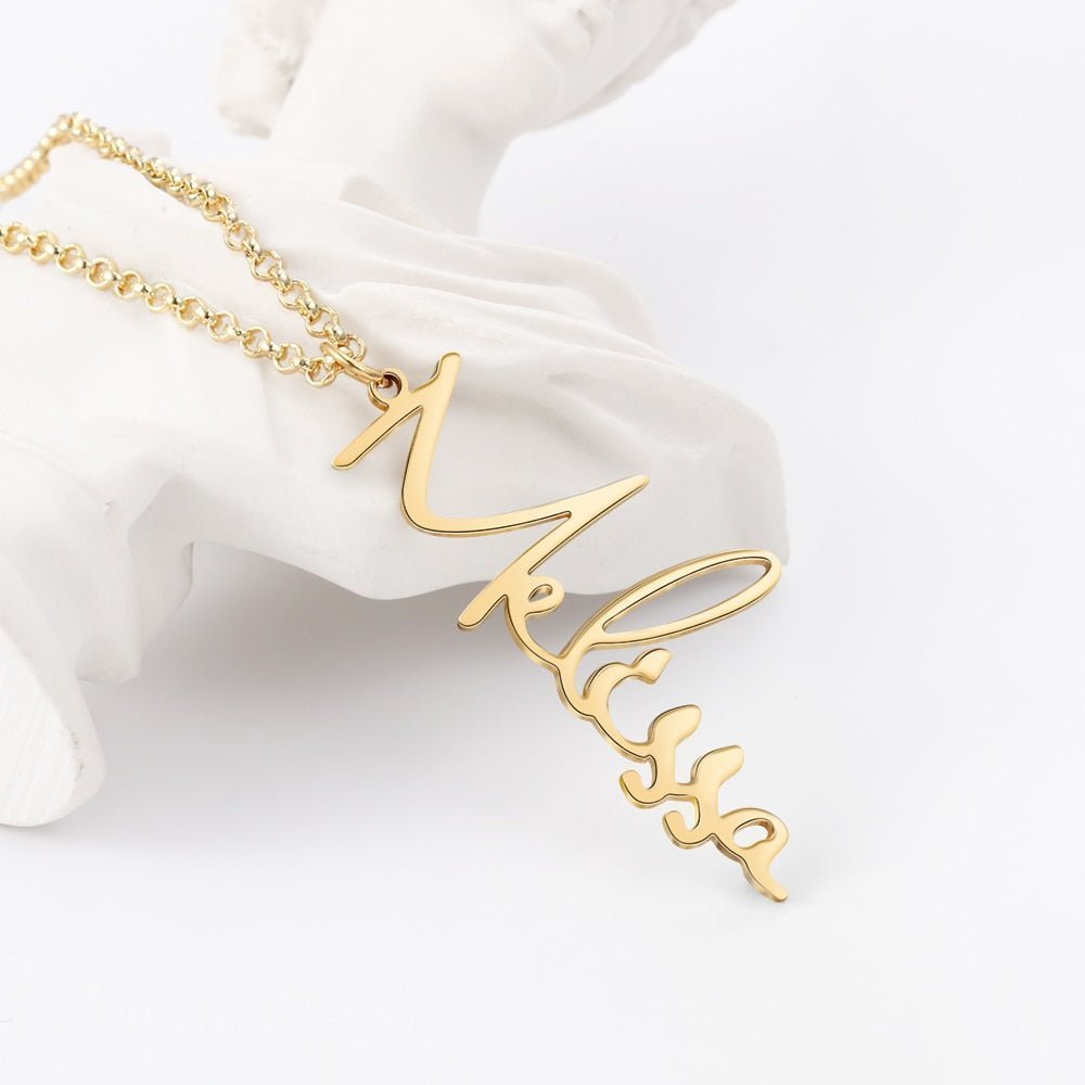 Sterling Silver Vertical Nameplate Necklaces - Name Necklaces Personalisr Au