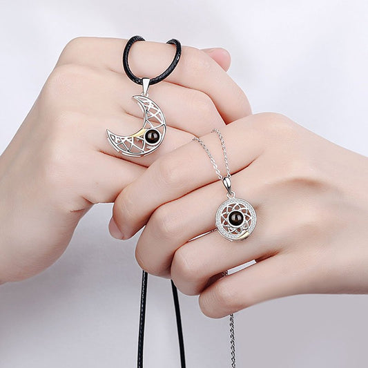 Sun & Moon Photo Projection Necklace Couples Set - Fashion Necklace Personalisr Au