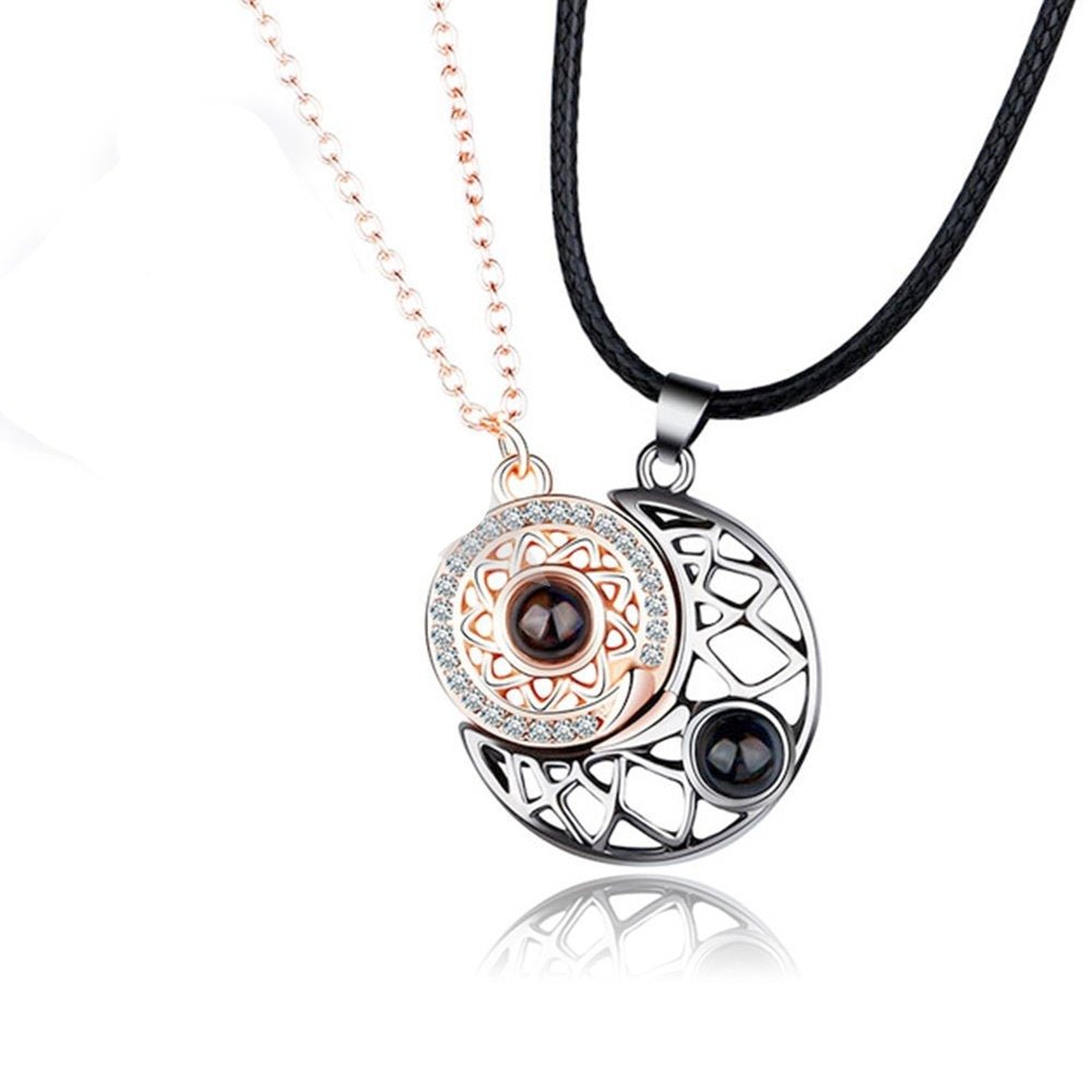 Sun & Moon Photo Projection Necklace Couples SetFashion Necklace