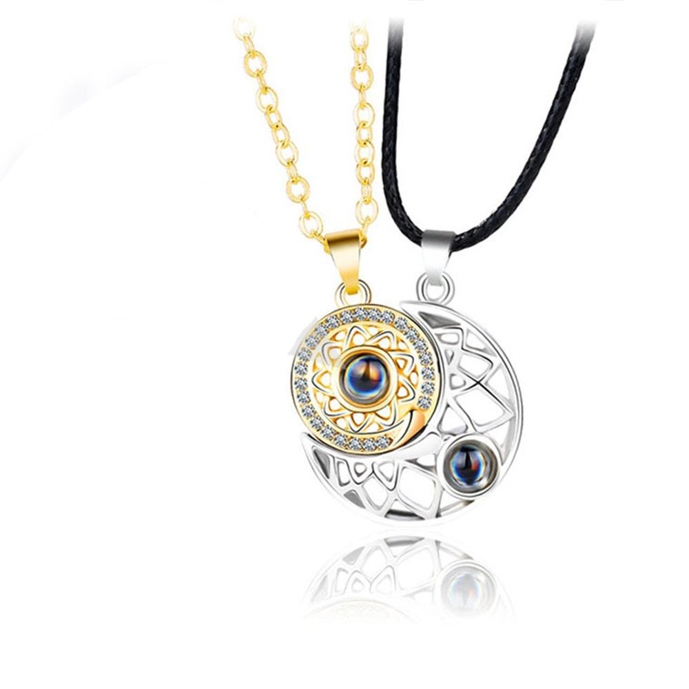 Sun & Moon Photo Projection Necklace Couples SetFashion Necklace