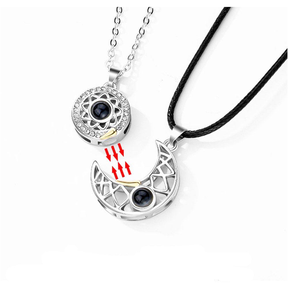 Sun & Moon Photo Projection Necklace Couples Set - Fashion Necklace Personalisr Au