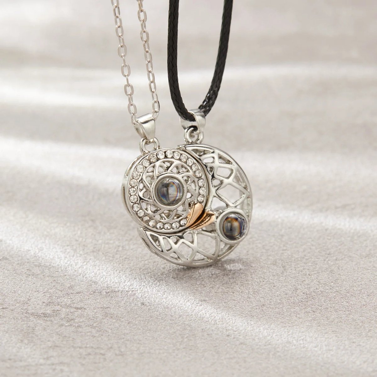 Sun & Moon Photo Projection Necklace Couples SetFashion Necklace