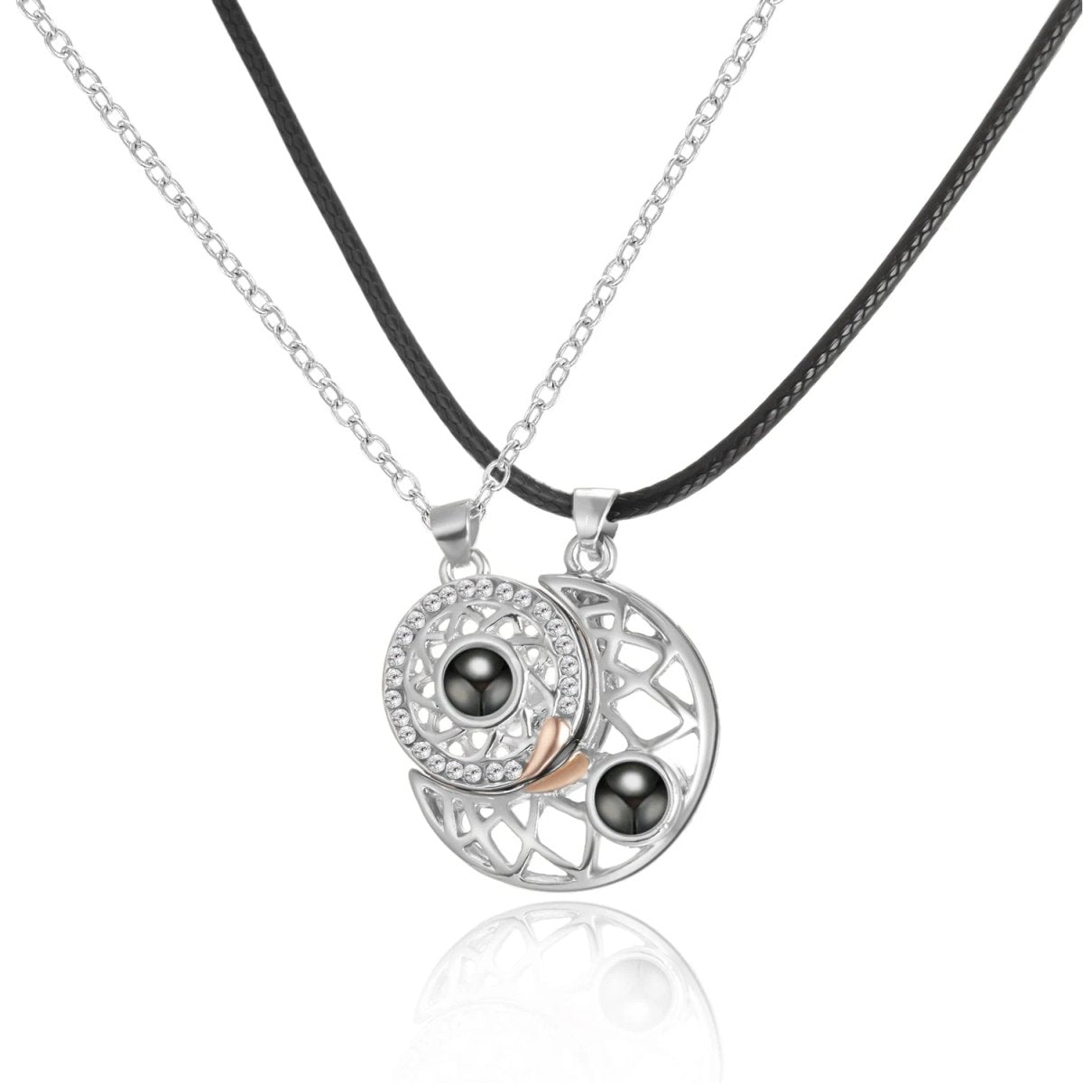 Sun & Moon Photo Projection Necklace Couples Set - Fashion Necklace Personalisr Au