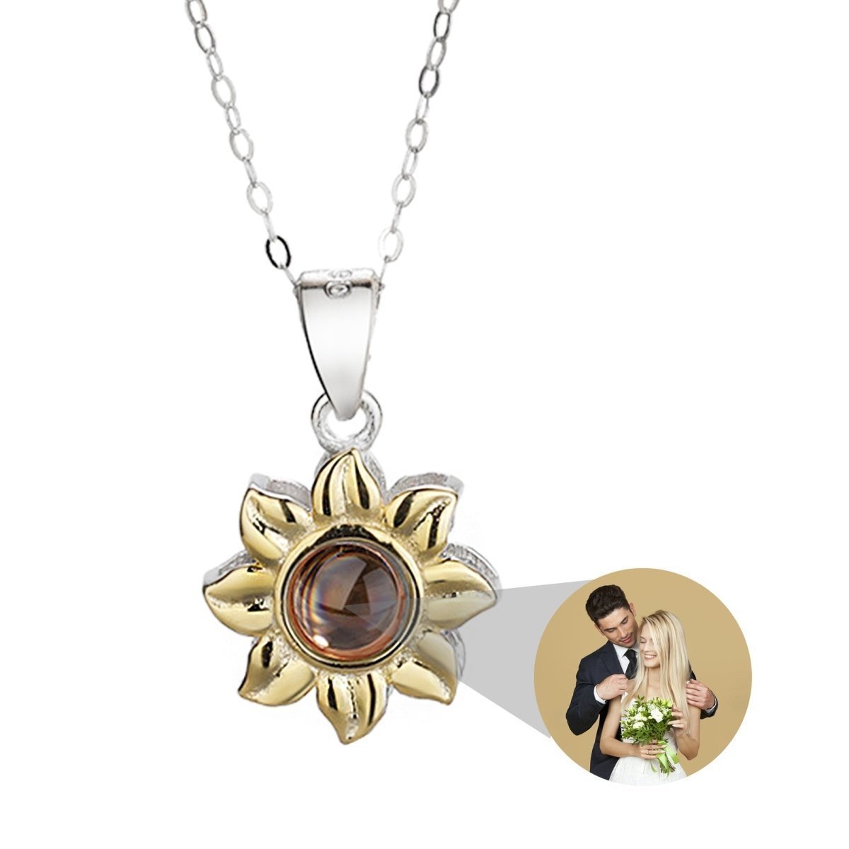 Sunflower Photo Projection Personalised Necklace - ,Photo Necklaces Personalisr Au
