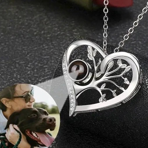 Tree of Life Heart Photo Projection Necklace - ,Photo Necklaces Personalisr Au