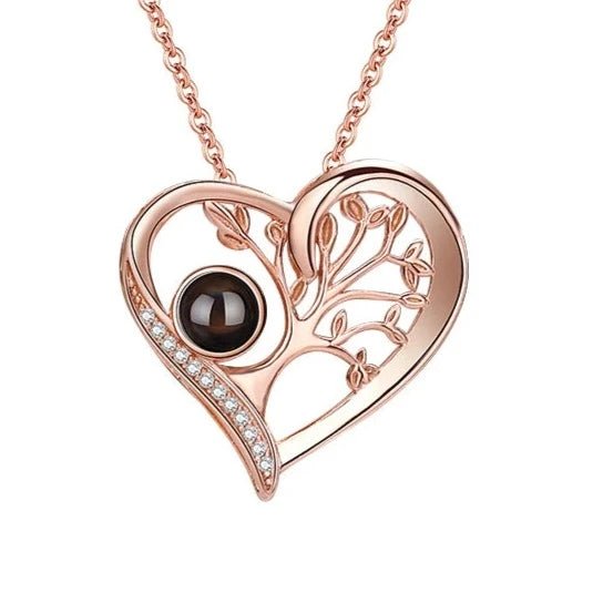 Tree of Life Heart Photo Projection Necklace - ,Photo Necklaces Personalisr Au