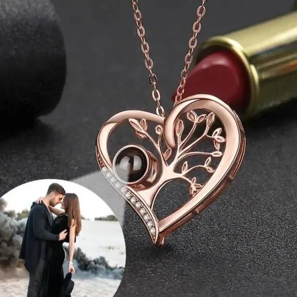 Tree of Life Heart Photo Projection Necklace - ,Photo Necklaces Personalisr Au