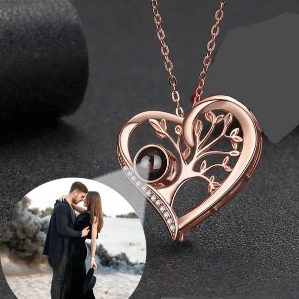 Tree of Life Heart Photo Projection Necklace - ,Photo Necklaces Personalisr Au