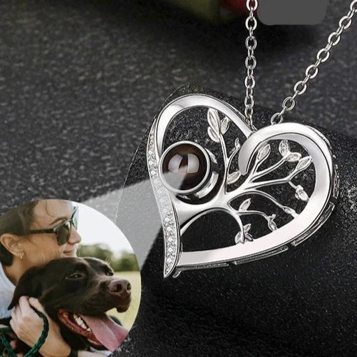 Tree of Life Heart Photo Projection Necklace - ,Photo Necklaces Personalisr Au