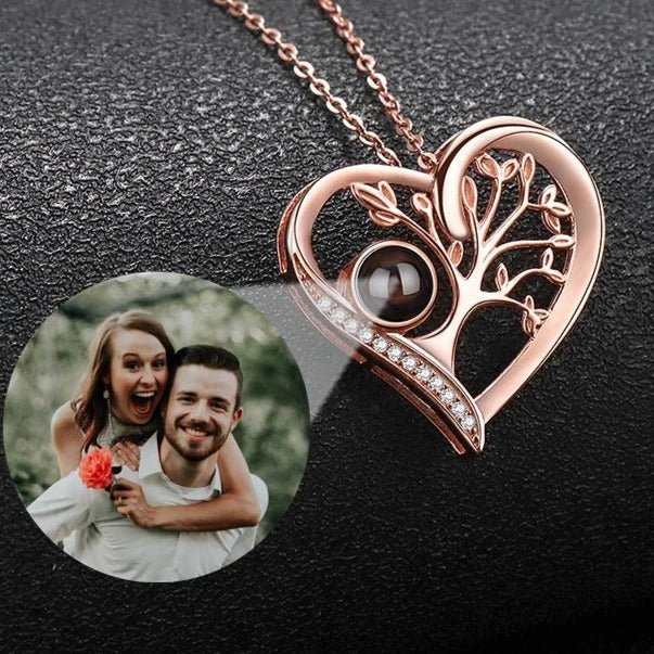 Tree of Life Heart Photo Projection Necklace - ,Photo Necklaces Personalisr Au