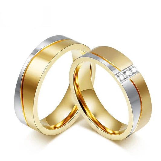 Two Tone Wave Wedding Rings - Rings Personalisr Au