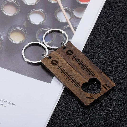 Wooden Couple Keychain Personalised Spotify Code - 2022-08,Key Chains Personalisr Au