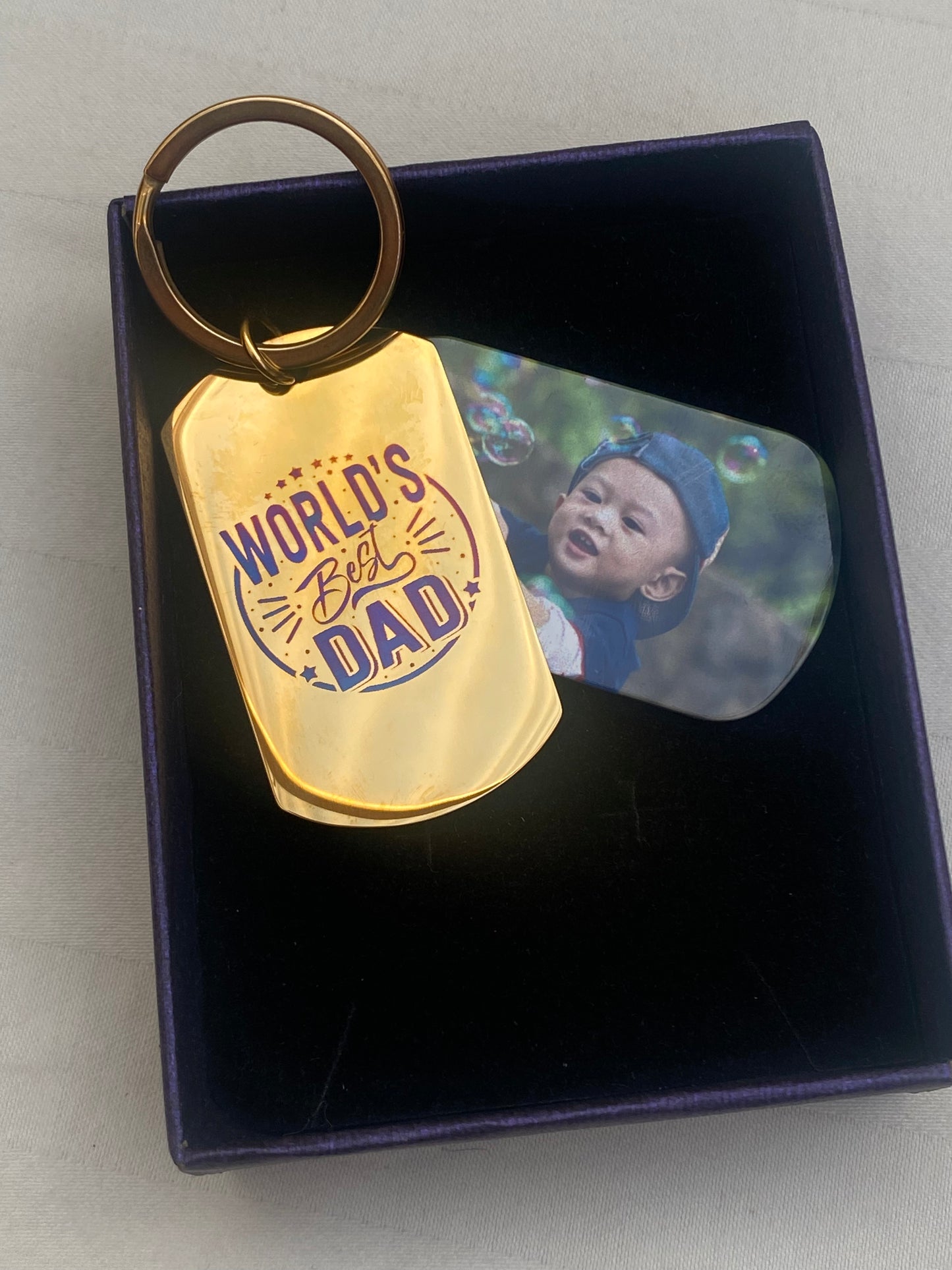 Personalised Dad Keychain Gift Set with Custom Photo Tag - Key Chains Personalisr Au