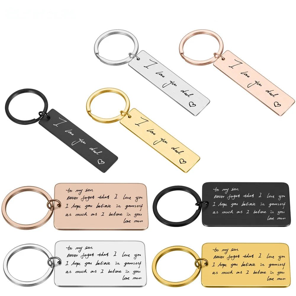 Your Handwriting Engraved Message Stainless Steel Keychain - Key Chains Personalisr Au