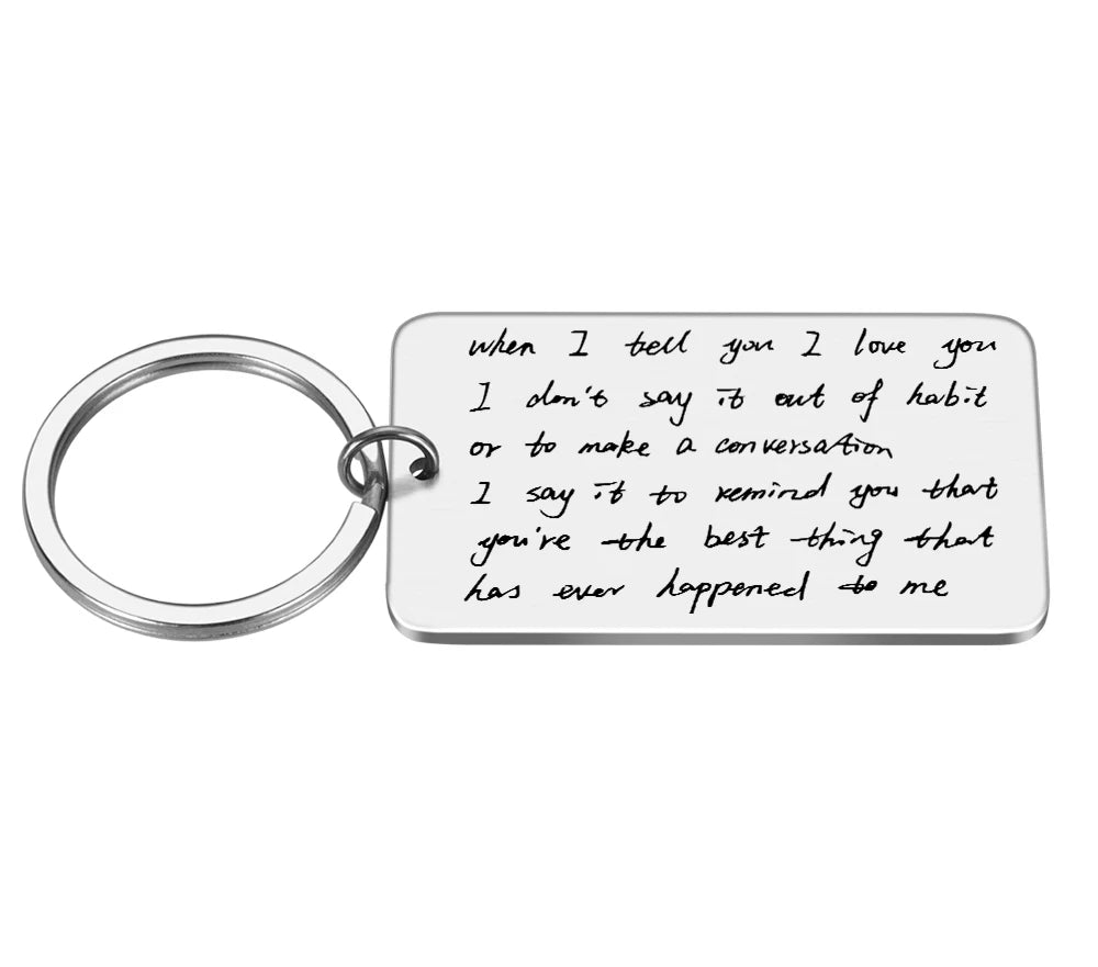 Your Handwriting Engraved Message Stainless Steel Keychain - Key Chains Personalisr Au