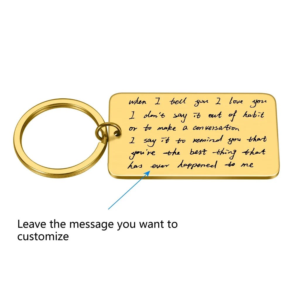Your Handwriting Engraved Message Stainless Steel Keychain - Key Chains Personalisr Au