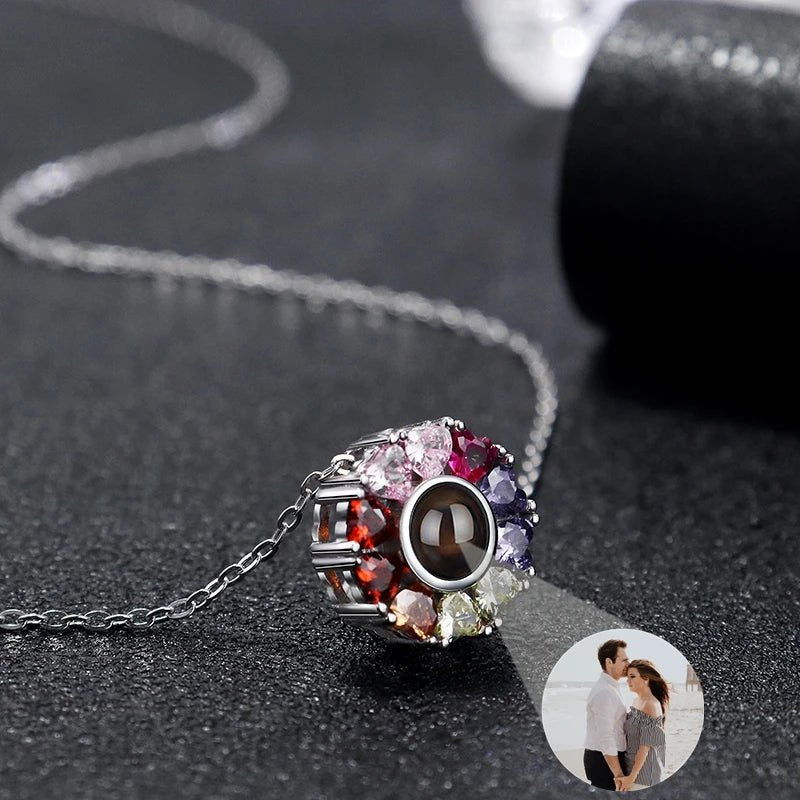 Zirconia Sunflower Photo Projection Necklaces - Photo Necklaces Personalisr Au