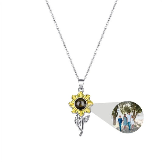 Zirconia Sunflower Photo Projection Necklaces - Photo Necklaces Personalisr Au