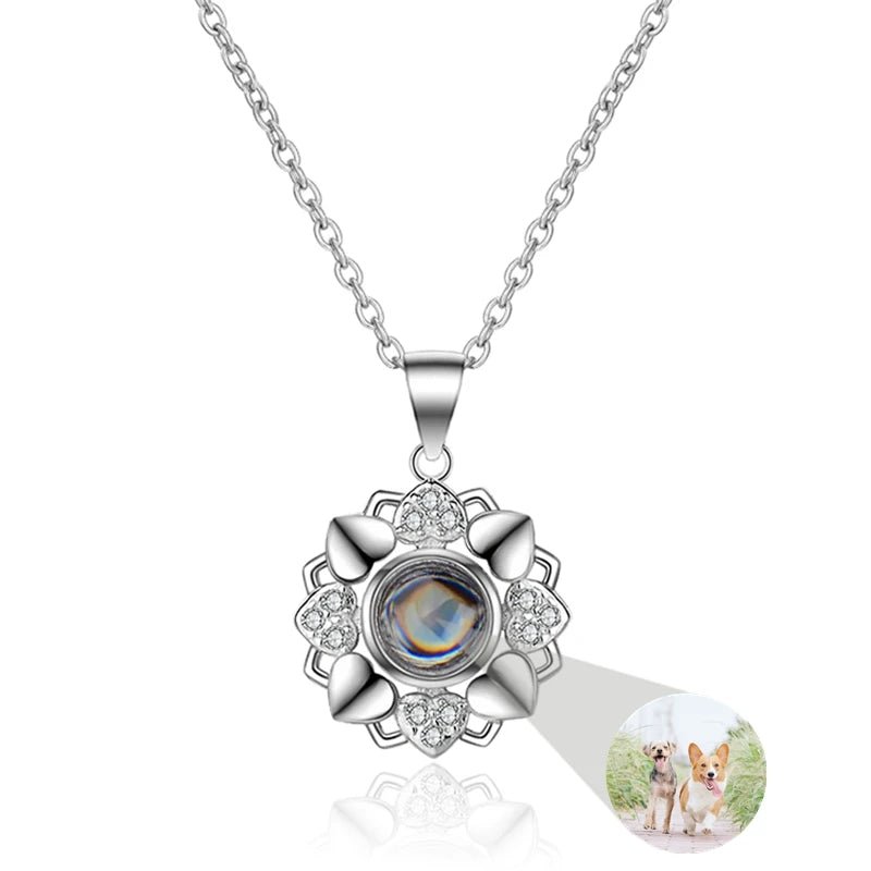 Zirconia Sunflower Photo Projection Necklaces - Photo Necklaces Personalisr Au