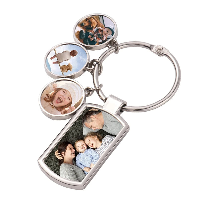 4 custom photos keyring