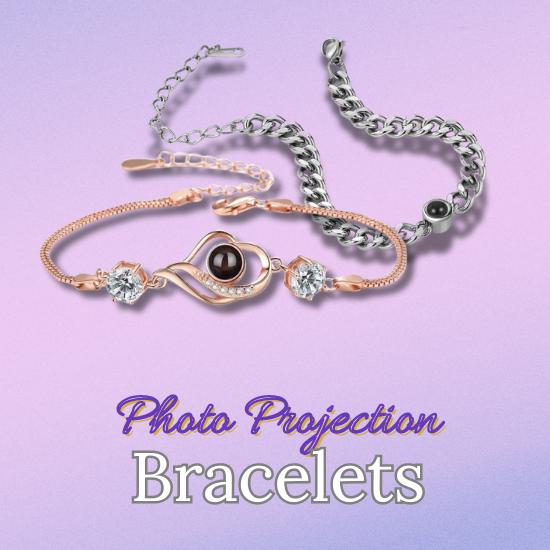 Photo projection bracelets silver 925 with hearts