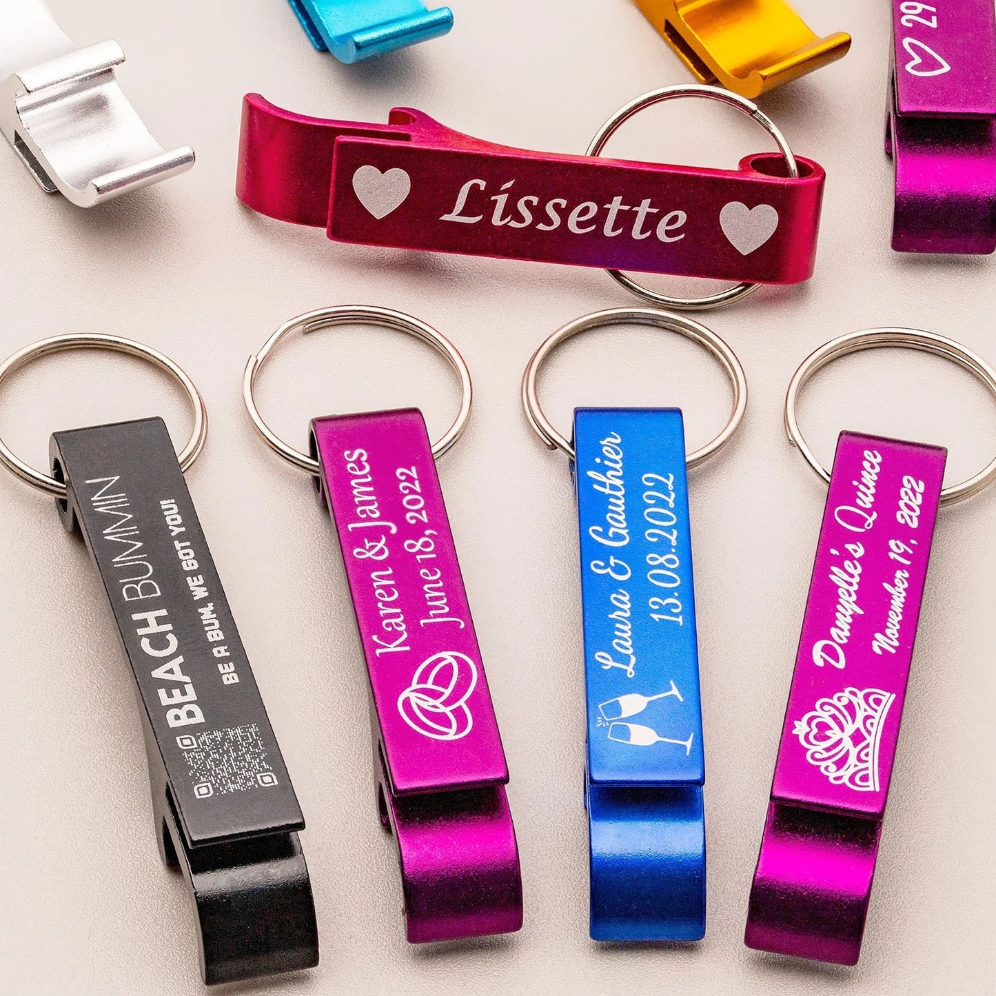 Custom Engraved Colour Bottle Opener Keyrings