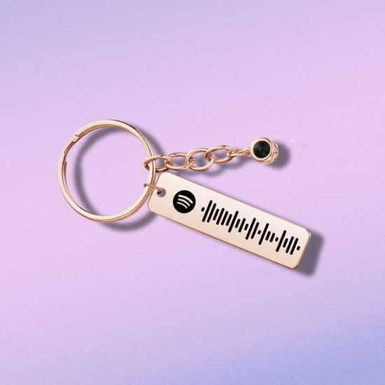 photo projection keyring with spotify code