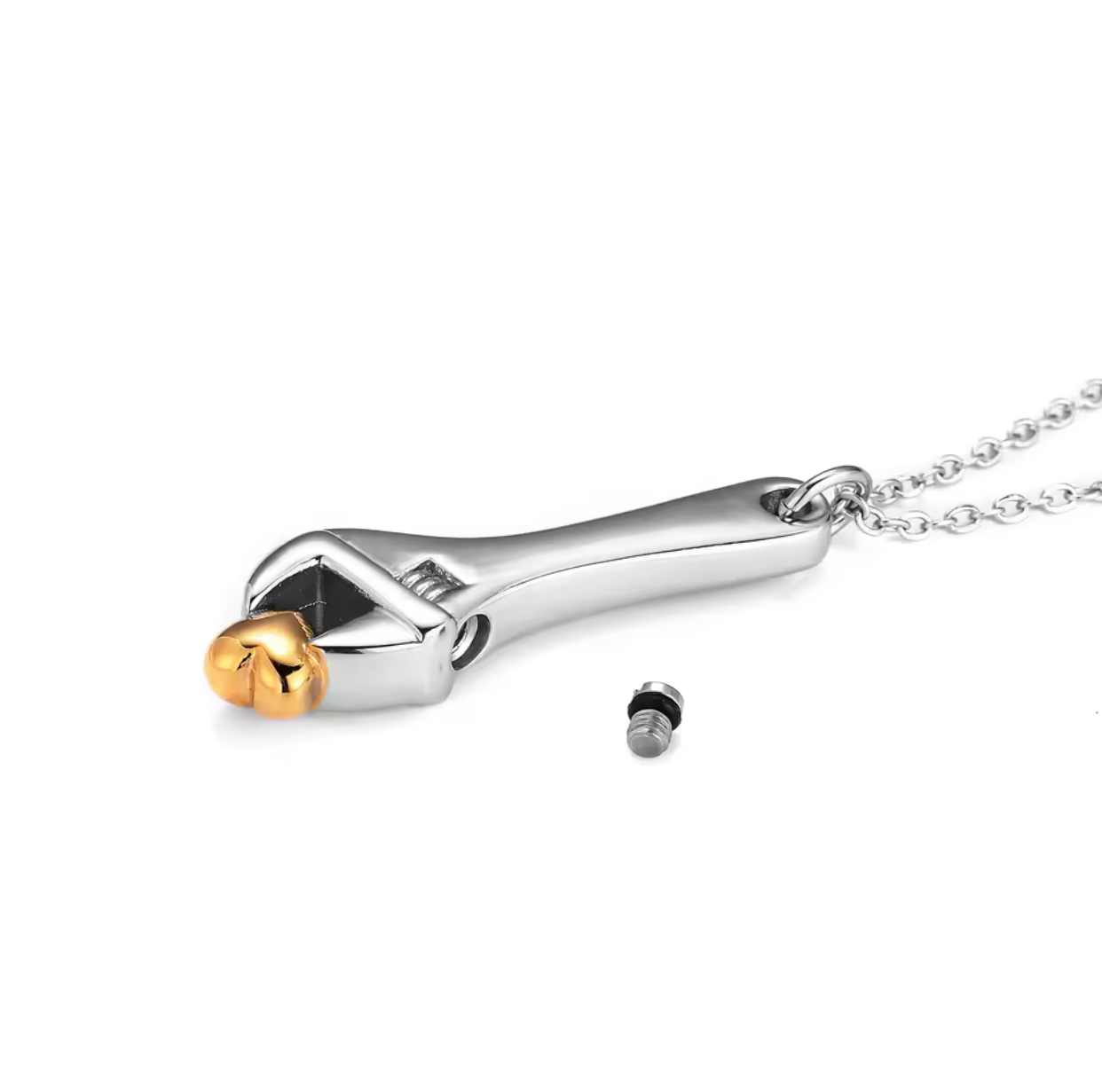Spanner Wrench Urn Pendant – Engraved Cremation Jewellery